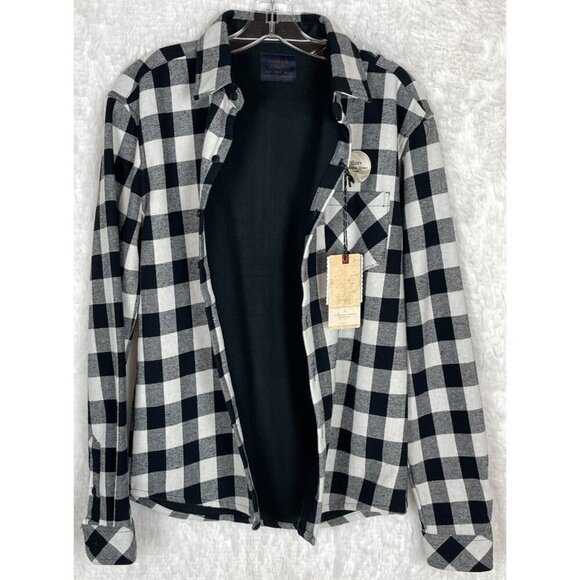 NWT Nomad Small Black White Buffalo Plaid Thermal Lined Button Down Shirt LS - Picture 3 of 7